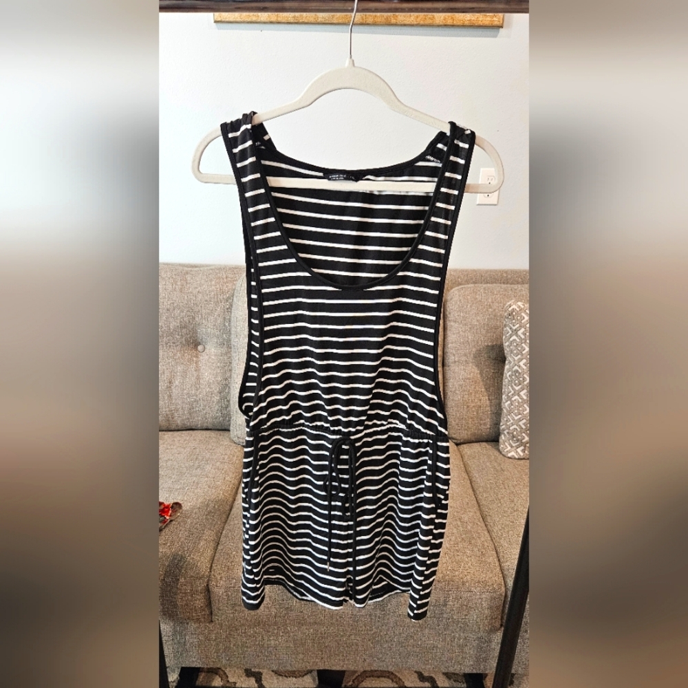 XL Shein Black and White Striped Romper